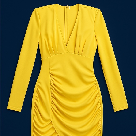 Dresses & Skirts - Elegant Yellow Ruched Dress